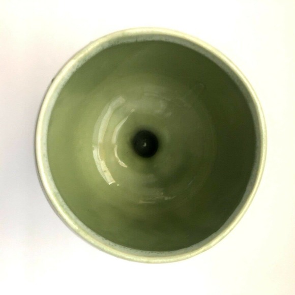 Cookson Pottery 19 USA Green Drip Glaze Footed Pedestal Chalice Vase Planter - Picture 9 of 12